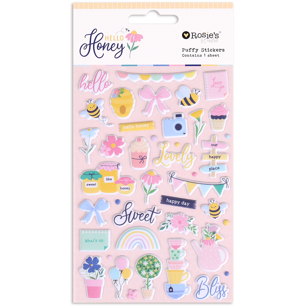 By Starlight Foil Puffy Sentiment Stickers - Rosie's Studio