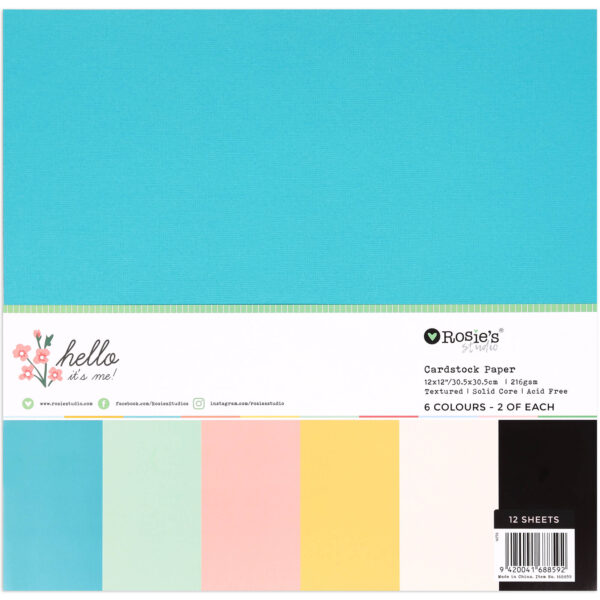 Hello It's Me 12 x 12 Textured Cardstock Pack, 12 sheets